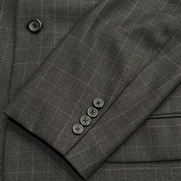 Pronto Uomo Men 46" Chest  Dark Gray Blue Plaid‎ Wool Sport Coat Jacket Blazer - Picture 11 of 14